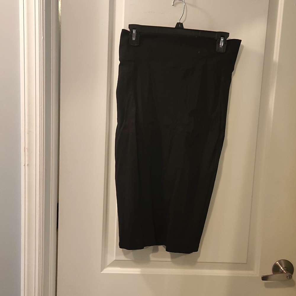 Black stretch midi skirt